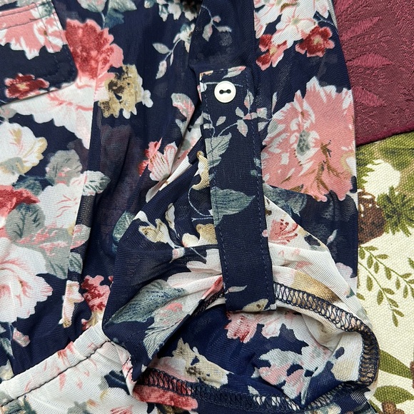 🆕Siren lily Maternity button up midi sheer floral dress w slip Navy size XL - Picture 3 of 8